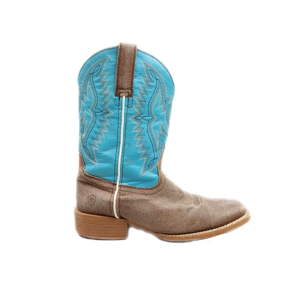 Ariat Other - Ariat Kid's Boots Bristo Tan Tilt / Bustin Blue Western Boots Size 3.5
